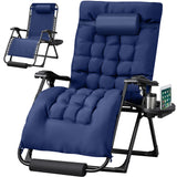Homall Oversized Zero Gravity Chair with Removable Thick Cushion, Lawn Patio Reclining Chair Upgraded Alloy Lock and Cup Holder, for Indoor Outdoor