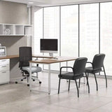 Homall Faux Leather Reception Chair Office Guest Chair for Waiting Room with Arms Set of 2, Black