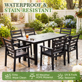 Homall 7 Piece Patio Dining Set, HDPE Outdoor Dining Table and 6 Armrest Chairs, Patio Furniture Set with Umbrella Hole for Backyard Garden Porch, Black