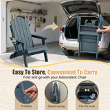 Homall Folding Adirondack Chair Outdoor HDPE Plastic Heavy Duty for Patio Backyard Garden, Blue