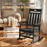 Homall Oversized HDPE Outdoor Rocking Chair, All-Weather Patio Rocker with Wide Armrests, Heavy-Duty 300LBS Outdoor Rocker Chair for Porch, Lawn & Backyard, Black