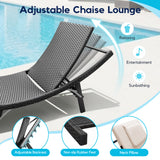 Homall 3 Pieces Patio Chaise Lounge Chair Sets Outdoor Beach Pool PE Rattan Reclining Chair with Folding Table and Cushion
