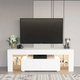 Homall 70 Inch TV Stand with Remote LED Lights, Black Modern Entertainment Center - Soft-Close Drawers & Adjustable Shelves for Living Room