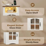 Homall Nightstand Set of 2 with Charging Station & Adjustable LED Lights, End Table Bedside Table with Glass Door & Open Shelf for Bedroom Living Room