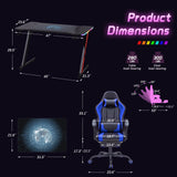 Homall RGB Gaming Desk and Chair Set, Carbon Fiber Desktop Z-Shape Table Massage Ergonomics Racing Chair E-Sports LED Lights Chair RGB Gaming Set