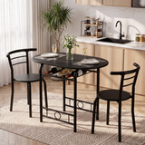 Homall 3 Piece Wood and Metal Dining set, Small dining table for 2 ,for Living Room, Dining Room, Kitchen