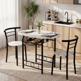 Homall 3 Piece Wood and Metal Dining set, Small dining table for 2 ,for Living Room, Dining Room, Kitchen