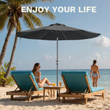 Vyrox 9 FT Outdoor Patio Umbrella, Market Umbrella, Deck Umbrella, Garden Table Umbrella with Push Button Tilt, Crank & 8 Sturdy Ribs