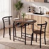 Homall 3 Piece Wood and Metal Dining set, Small dining table for 2 ,for Living Room, Dining Room, Kitchen