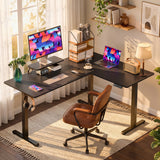 Homall L-Shaped Electric Standing Desk with Monitor Stand, 63 x 48 inch Height Adjustable Sit Stand Corner Desk, Computer Workstation for Home Office
