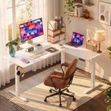 Homall L-Shaped Electric Standing Desk with Monitor Stand, 63 x 48 inch Height Adjustable Sit Stand Corner Desk, Computer Workstation for Home Office