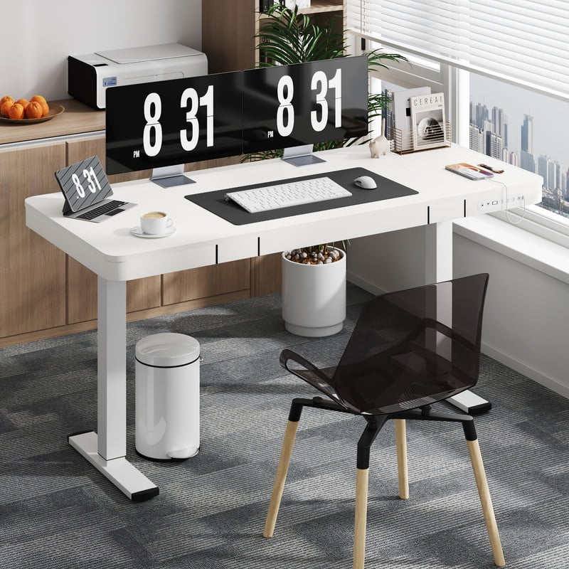 Homall 48x24"Electric Height Adjustable Standing Desk with Drawer and Charging Ports, Ergonomic Office&Home Computer Deskcc