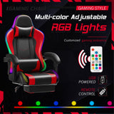 Homall RGB Gaming Chair with Massage and LED Lights Ergonomic Computer Chair with Footrest E-sports Chair with Adjustable Lumbar Support Reclining Video Game Chair