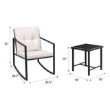 Homall 3 Pieces Patio Furniture Set Rocking Wicker Bistro Sets Modern Outdoor Cushioned Chair