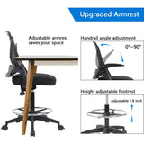 Homall Drafting Chair Tall Office Chair with Flip-up Armrests Executive Computer Standing Desk Chair with Lockable Wheels and Adjustable Footrest Ring