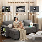 Homall 80" Sleeper Sofa Couch with Pull Out Bed with Storable Armrest Shelf and USB Charge Port Modern Sectional Sofa Bed for Living Room