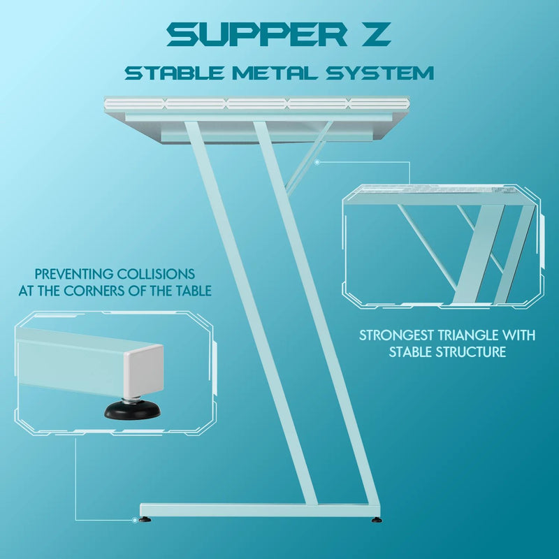 Homall L-Shaped Gaming Desk 51 Inches Corner Office Gaming Desk with Removable Monitor Riser, Blue