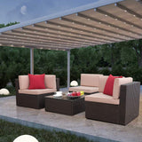 Homall Patio Rattan Sectional Set Outdoor Conversation Set with Chushions and Table