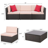 Homall Patio Rattan Sectional Set Outdoor Conversation Set with Chushions and Table