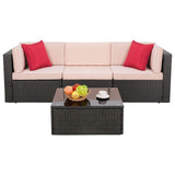Homall Patio Rattan Sectional Set Outdoor Conversation Set with Chushions and Table