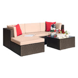Homall Patio Rattan Sectional Set Outdoor Conversation Set with Chushions and Table