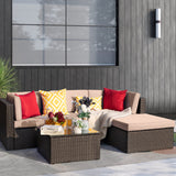 Homall Patio Rattan Sectional Set Outdoor Conversation Set with Chushions and Table