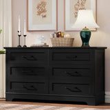 Homall 6-Drawer Wood Dresser for Bedroom, Large Storage Cabinet with Anti-Tip Safety and Modern Arch Design, Double Classified Storage Organizer Chest for Living Room