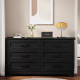 Homall 6-Drawer Wood Dresser for Bedroom, Large Storage Cabinet with Anti-Tip Safety and Modern Arch Design, Double Classified Storage Organizer Chest for Living Room