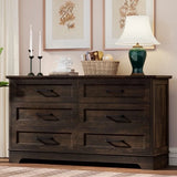 Homall 6-Drawer Wood Dresser for Bedroom, Large Storage Cabinet with Anti-Tip Safety and Modern Arch Design, Double Classified Storage Organizer Chest for Living Room