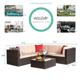 Homall Patio Rattan Sectional Set Outdoor Conversation Set with Chushions and Table