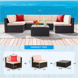 Homall Patio Rattan Sectional Set Outdoor Conversation Set with Chushions and Table