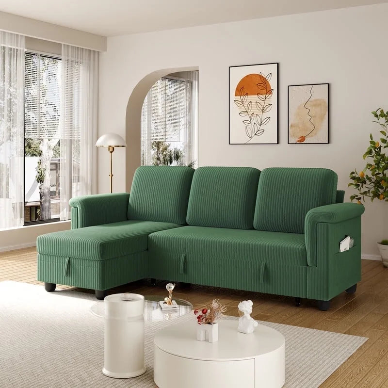 Homall L-Shaped Sofa Bed with Reversible Storage Chaise Convertible Mo ...