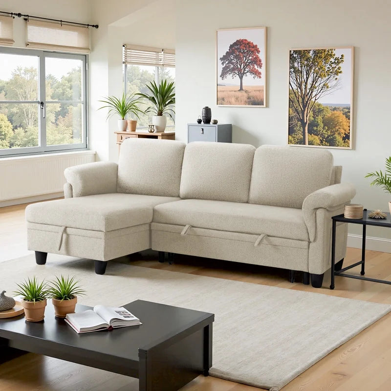 Homall L-Shaped Sofa Bed with Reversible Storage Chaise Convertible Mo ...