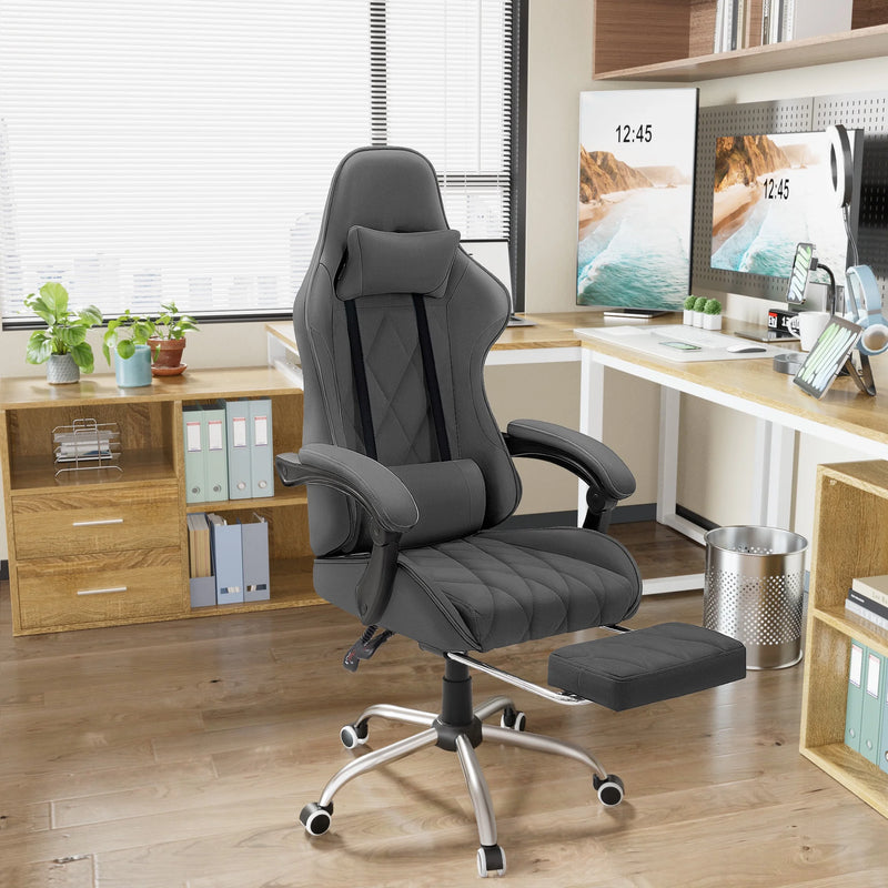 Homall Gaming Chair Fabric Computer Chair Massage Game Chair Cloth Office Chair with Headrest, Lumbar Support & Footrest