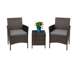 Lacoo 3 Pieces Outdoor Patio Furniture PE Rattan Wicker Table and Chairs Set Bar Set with Cushioned Tempered Glass (Gray) 2