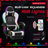 Homall RGB Gaming Chair with Massage and LED Lights Ergonomic Computer Chair with Footrest E-sports Chair with Adjustable Lumbar Support Reclining Video Game Chair