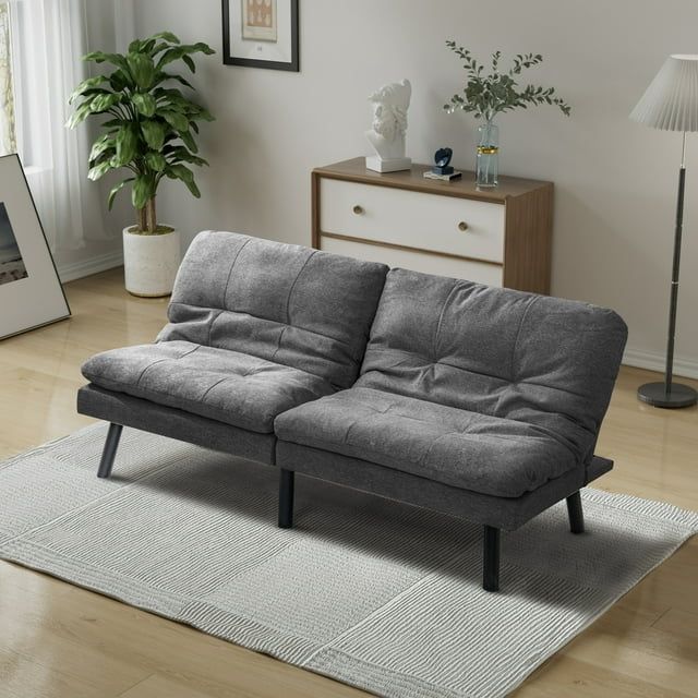 Homall Convertible Futon Sofa Bed Couch Upholstered Sleeper Sofa Angle Adjustable Lounge Sofa,Dark Gray
