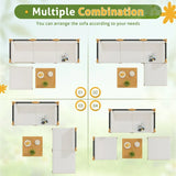 Homall  Acacia Patio Conversation Set Wood Sectional Set Outdoor Furniture Set with Cushions, White