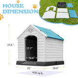 Homall Dog Kennel Plastic Dog House Indoor Outdoor for Large Dogs, 27.6 inch All Weather Doghouse Puppy Shelter with Air Vents, Elevated Floor Ventilate, Blue