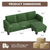 Homall L-shaped Sofa Convertible Combination Sofa 3-seater Sofa Set Reversible Chair Velvet Sofa