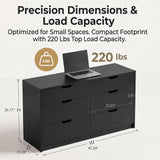 Homall 6 Drawer Double Dresser for Bedroom, Wood Storage Cabinet with Handle-Free Design, Modern Chest of Drawers for Bedroom & Living Room