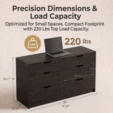 Homall 6 Drawer Double Dresser for Bedroom, Wood Storage Cabinet with Handle-Free Design, Modern Chest of Drawers for Bedroom & Living Room