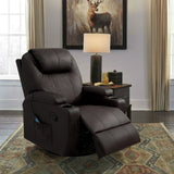 Homall Rotary Massage Heated Function Recliner, PU Leather Single Living Room Sofa Seat, Black, 31.75" L x 31" W x 90" H