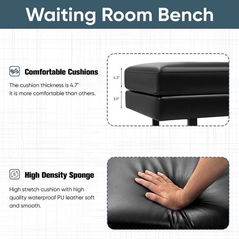 Homall Waiting Room Chairs Faux Leather Office Guest Chair Conference Room Chairs 3 Seats Upholstered Reception Bench