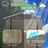 LACOO 4' x 6' Outdoor Storage Metal Shed for Tool Storage, Outdoor House for Backyard & Garden,Brown