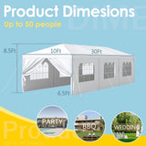 Lacoo 10' x 30' Outdoor Canopy Wedding Party Tent Patio Gazebo Camping Shelter Pavilion w/Removable Sidewalls Carport Cater BBQ Events