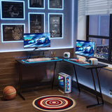 Homall L-Shaped Gaming Desk 51 Inches Corner Office Gaming Desk with Removable Monitor Riser, Classical Black
