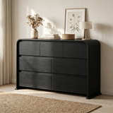 Homall 6 Drawer Dresser for Bedroom, Modern Dresser Chest of Drawers with Rounded Corners & Handleless Design, Wide Wood Storage Dresser Organizer for Bedroom, Living Room