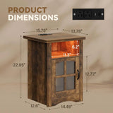 Homall Nightstand Set of 2 with Charging Station & Adjustable LED Lights, End Table Bedside Table with Glass Door & Open Shelf for Bedroom Living Room