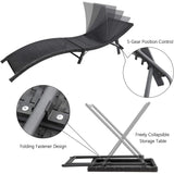 Lacoo 3 Pieces Outdoor Chaise Lounge Chair Patio Furniture Adjustable Folding PE Rattan Lounge Chair